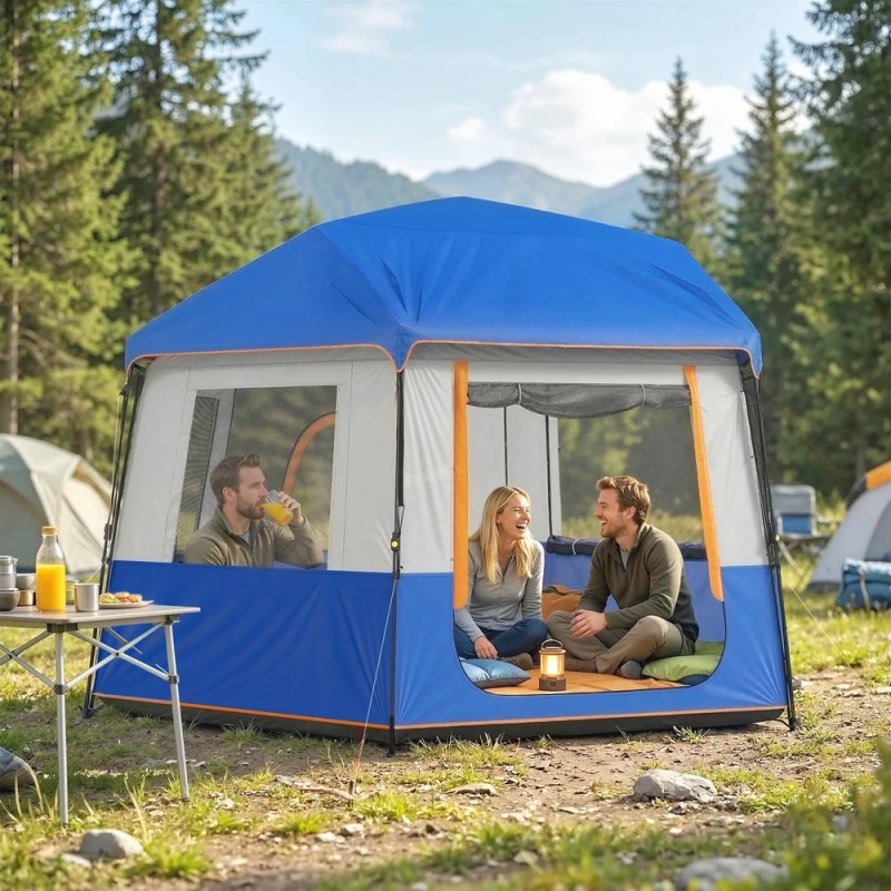 Image of OUTSUNNY Camping Tent 3000mm Waterproof 4-6 Person in Blue Blue Unisex