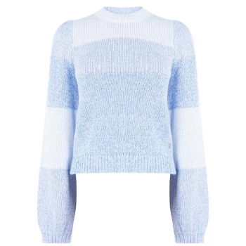 image of Jack Wills Lyston Colour Block Balloon Sleeve Knitted Jumper - Blue