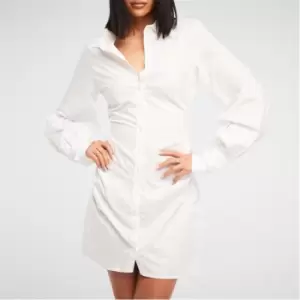 Missguided Tall Long Sleeve Mini Shirt Dress - White