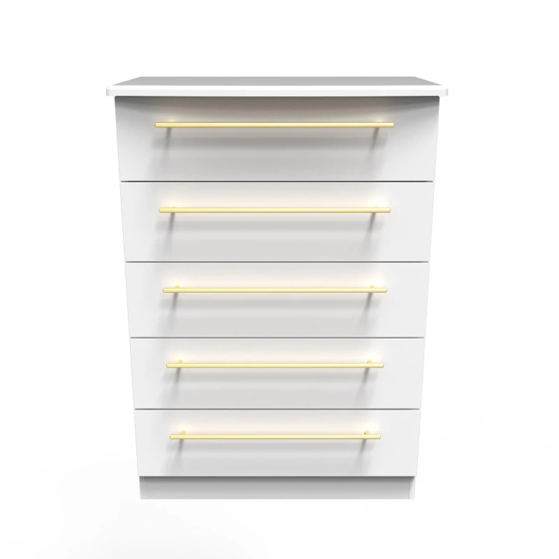 Image of Helmsley 5 Drawer Chest In White Ash (Ready Assembled)