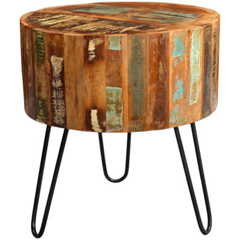 Image of Buttercup Farm Coastal Drum Side Table - Wood - L45 X W45 X H60 Cm