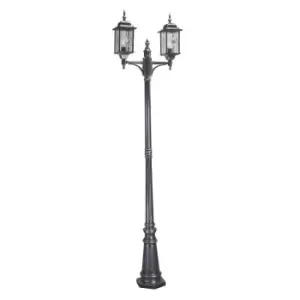 Image of IP43 Lamp Post Leaded Glass Weatherproof Black Silver LED E27 100W