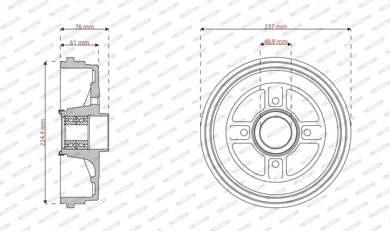 Image of FERODO FDR329839 Brake Drum Brake Drum (123)