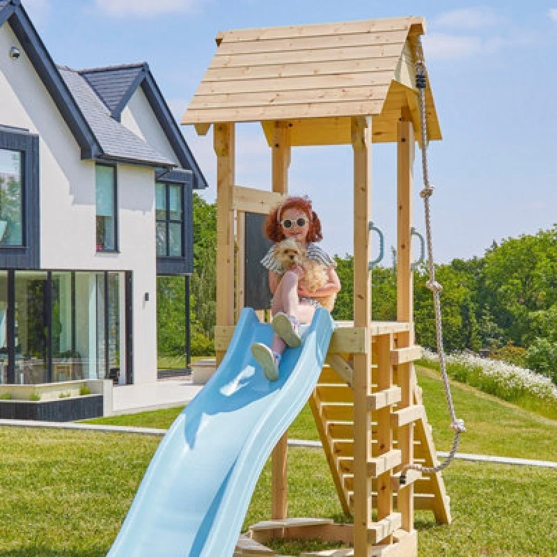 Image of OutdoorToys PolarPlay Tower Kids Wooden Climbing Frame - Yarin Mist in Beige Beige Unisex