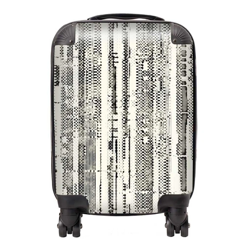 Image of Warren Reed - Designer Washed Out Canvas Pattern Suitcase in Grey Size: Large Grey Unisex Large