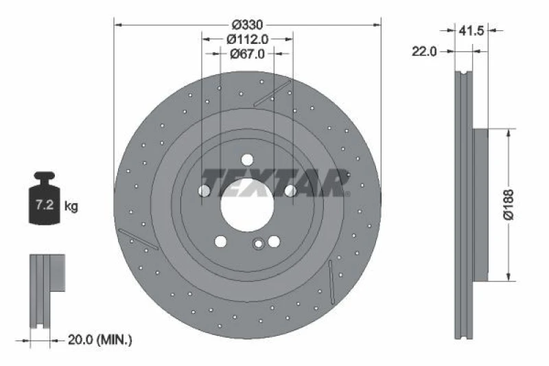 Image of Brake disc TEXTAR 92290605