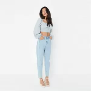 Image of Missguided Sleeve Floral Tie Front Milkmaid - White