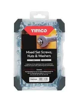 image of Timco Set Screws Nuts Washers Zinc Mixed Tray - 206Pcs