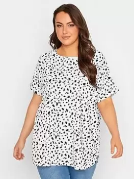 Image of Yours Short Sleeve Boxy Spot Print Top - Black/White, Size 16, Women