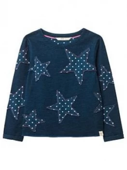 Image of White Stuff Girls Indigo Star Applique Sweat - Indigo, Size Age: 5-6 Years, Women