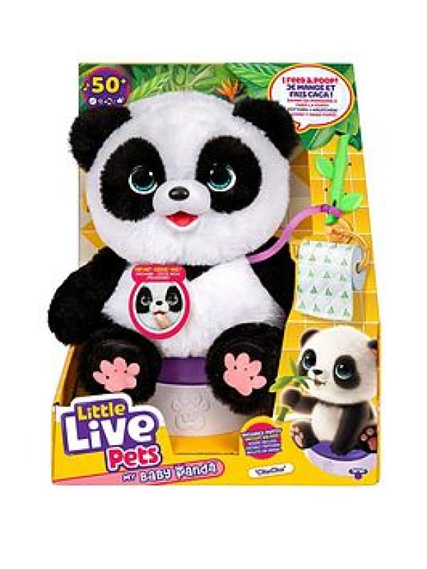 Image of Little Live Pets My Baby Panda ChuChu Interactive Pet with 50+ Sounds & Reactions Kicks Feet Poops Giggles & More - Includes Potty & Repeat Play -