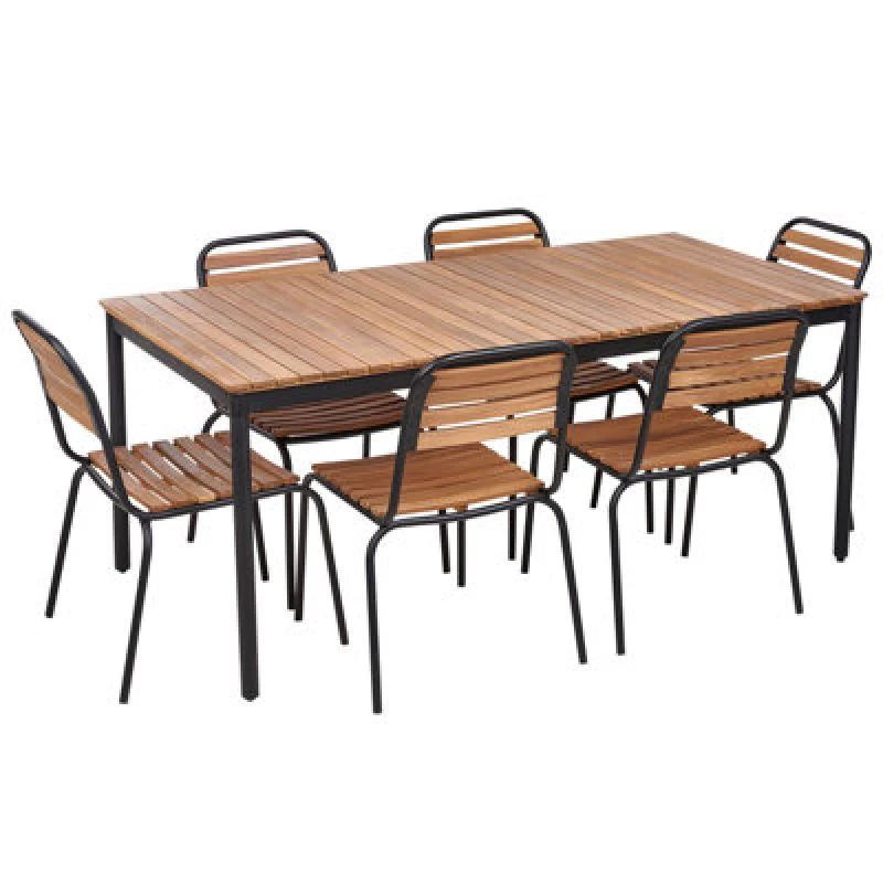 Image of Beliani Garden Dining Set 6 Seater Vallese Acacia Wood Brown