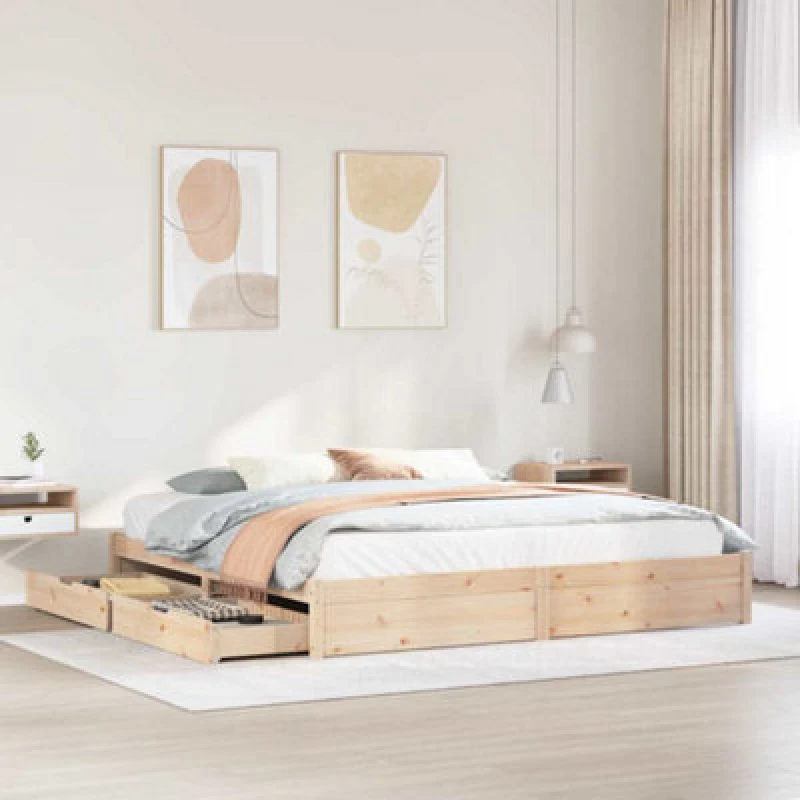 Image of VIDAXL Vidaxl - Bed Frame without Mattress 180x200cm Super King Solid Wood Pine 8721102940576