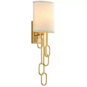 Halo 1 Light Wall Sconce Gold Leaf, Fabric