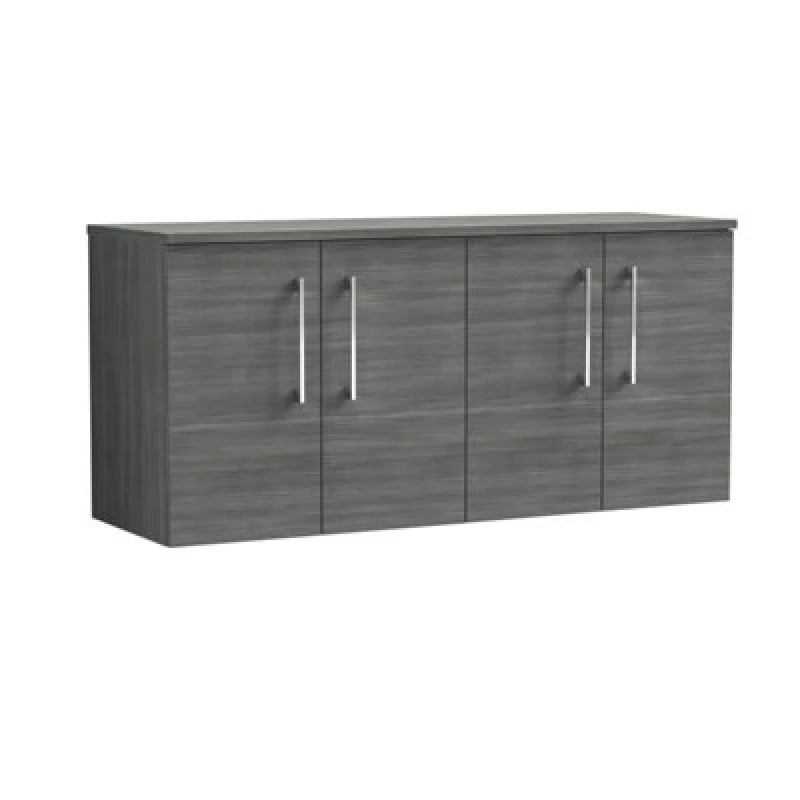 Image of Balterley Level 1200mm Wall Hung 4 Door Unit with Worktop - Anthracite Woodgrain in Grey Grey Unisex