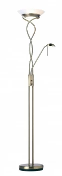 image of Mother and Child Floor Lamp Antique Brass, Opal Glass, G9