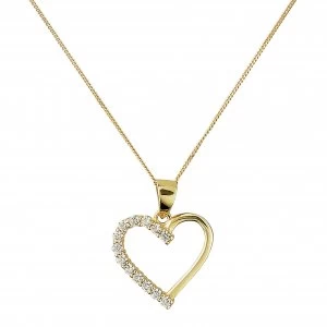 Image of Revere 9ct Gold Cubic Zirconia Heart Shaped Pendant