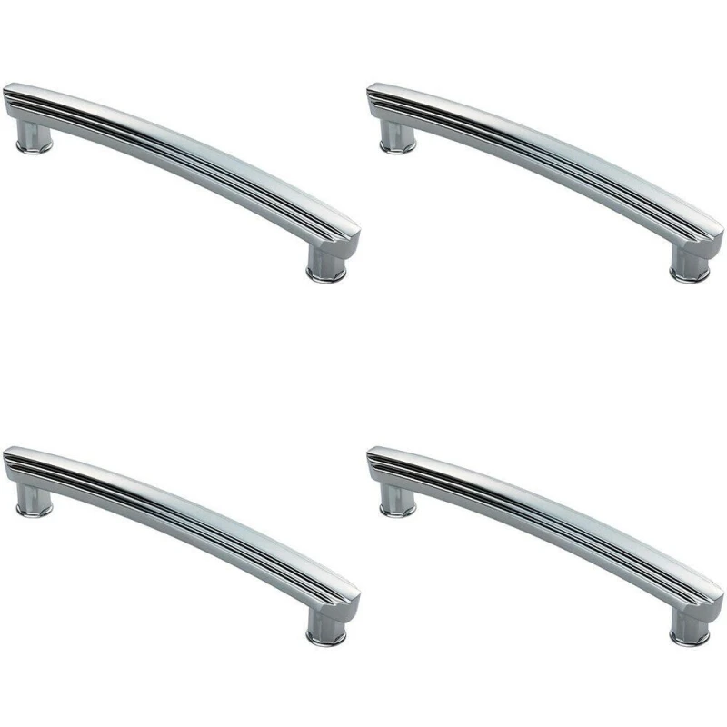 Image of Loops 4x Ridge Design Curved Cabinet Pull Handle 160mm Fixing Centres Polished Chrome Multi unisex
