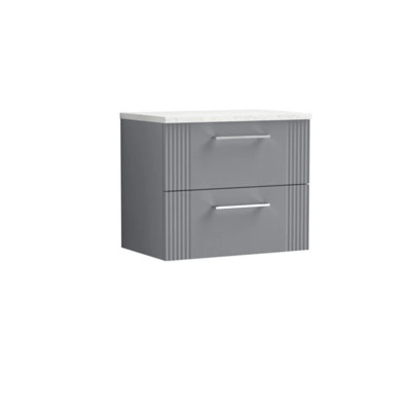 Image of Balterley 2 Drawer Wall Hung Vanity Sparkle White Laminate Worktop Grey 600mm Grey