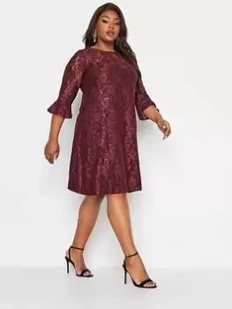 Image of Yours Lace Swing Dress Red, Red, Size 14, Women