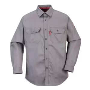 image of Biz Flame Mens Flame Resistant Work Shirt Grey 2XL