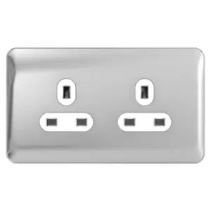 Image of Schneider LSD 2G 13A Unswitched Socket White Insert Polished Chrome - GGBL3060WPCS