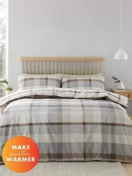 image of Catherine Lansfield Check Brushed Cotton Duvet Cover Set