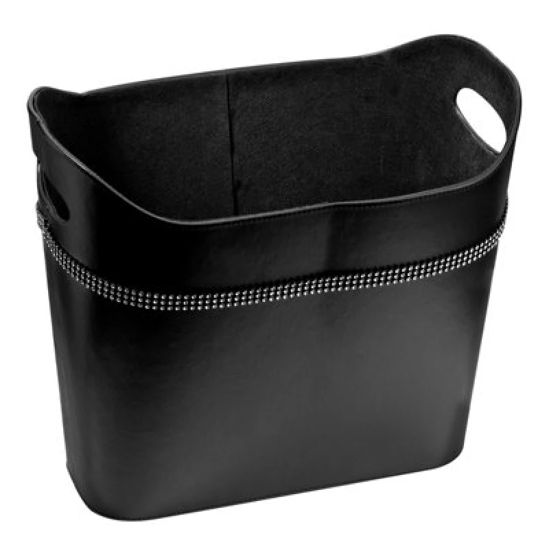 Image of Premier Housewares Diamante Black Faux Leather Rounded Storage Box Black