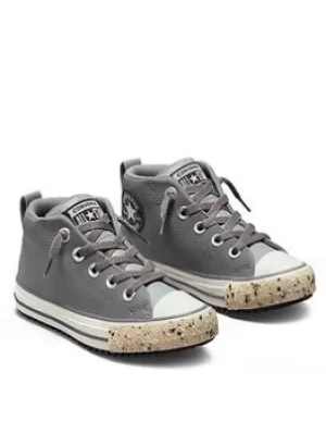 Converse Chuck Taylor All Star Street Boot Mid Childrens Trainer, Grey/White, Size 3