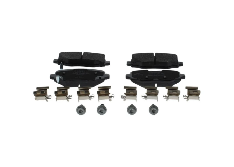 Image of Bosch 0 986 494 745 Brake pad set with acoustic wear warning, with accessories, with bolts/screws Low-Metallic Brake Pad Set,disc brake (402)