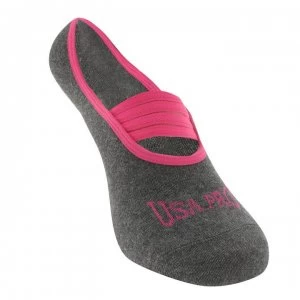 image of USA Pro Yoga Slip Socks 2 Pack Ladies - Charcoal/Pink