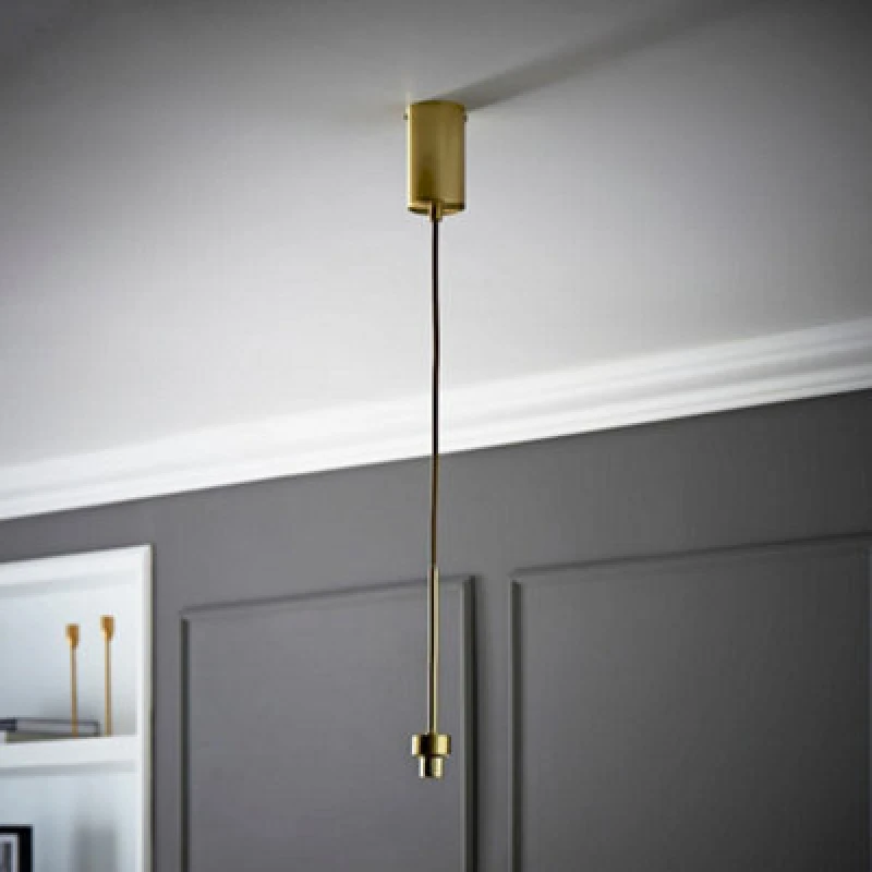 Image of Valuelights Fiona Brushed Gold Thread Detail Adjustable Single Pendant Ceiling Light