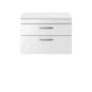 Nuie Athena 800 Wall Hung 2-drawer Vanity & Sparkling White Worktop - Gloss White