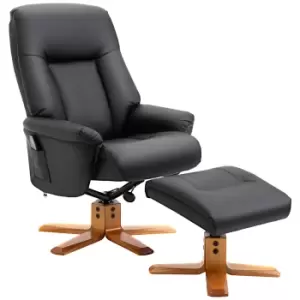 image of HOMCOM 10-Point Massage Sofa Armchair Chair PU Leather W/ Footrest Stool Recliner Black