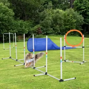 Image of PawHut 5 Piece Suit Agility Set For Dog Training Exercise & Obedience Rehabilitation - White & Orange