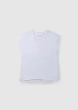 Image of Frame Womens Le Mid Rise V Neck Tshirt In Blanc