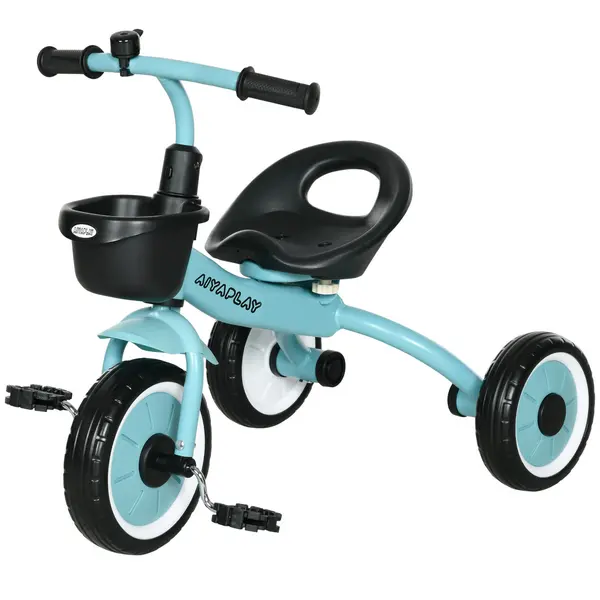 image of AIYAPLAY Kids Trike, Tricycle, with Adjustable Seat, Basket, Bell, for Ages 2-5 Years - Blue