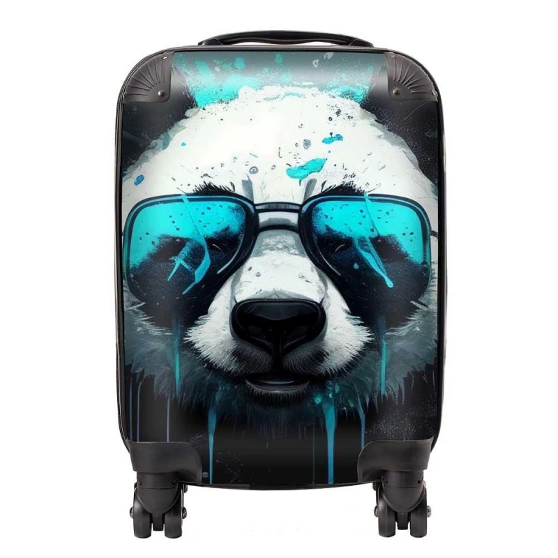Image of Warren Reed - Designer Panda With Blue Glasses Splashart Suitcase Size: Small Blue Unisex Small
