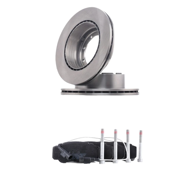 Image of RIDEX 3405B2447 Brake disc and pads set Rear Axle, Brake Disc Type: internally vented, with integrated wear warning contact Brake Set,disc brakes (34
