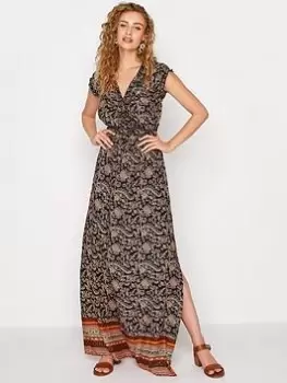 Image of Long Tall Sally Border Print Maxi Dress, Navy, Size 10, Women