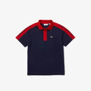 Image of Boys' Lacoste SPORT Ultra-Dry Pique Polo Size 8 yrs Red / Navy Blue