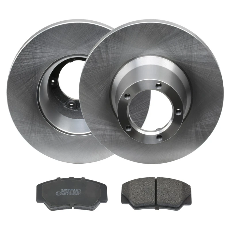Image of RIDEX 3405B1972 Brake disc and pads set Front Axle, Brake Disc Type: Solid, not prepared for wear warning indicator Brake Set,disc brakes (3405)