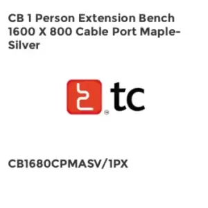 Image of Tc CB 1 Person Extension Bench 1600 x 800 Cable Port Maple-Silver