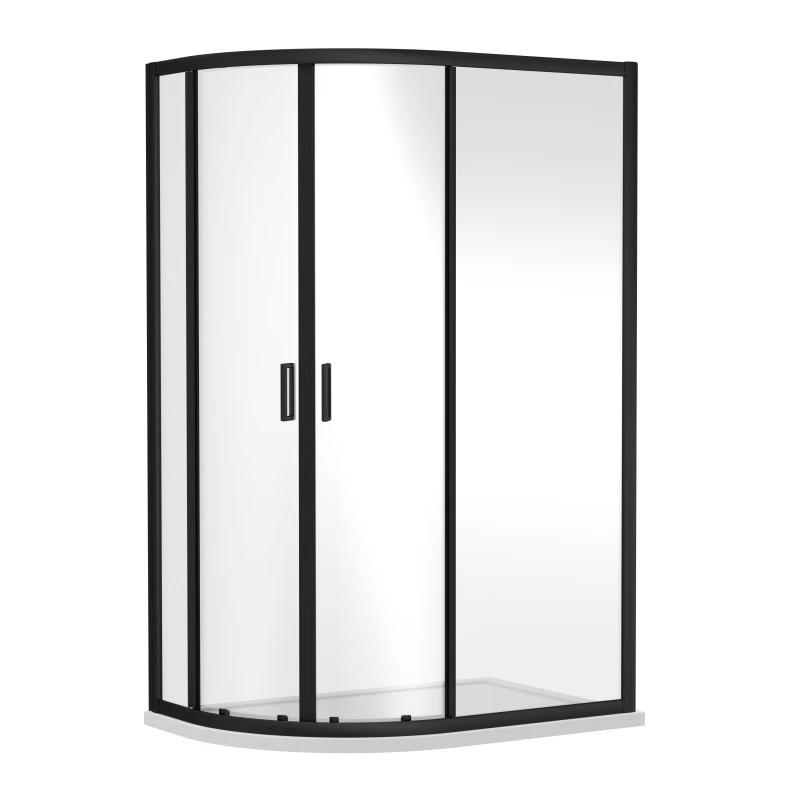 Image of Balterley Offset Quadrant 6mm Safety Glass Shower Enclosure Black 1000x800mm Black Unisex