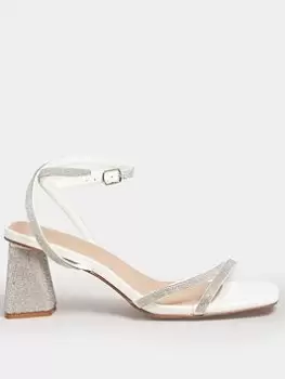 Image of Yours Wide Fit Strappy Sparkle Heel Sandal White, Size Eee, Women