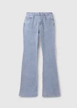 image of Frame Womens Le High Flare Mini Stripe Jeans In Solar Stripe