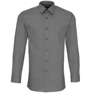 Image of Premier Mens Long Sleeve Fitted Poplin Work Shirt (14.5) (Dark Grey)