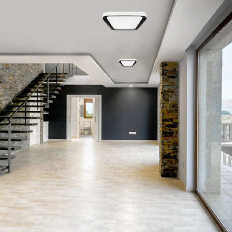 Image of Milagro Quadro LED Ceiling Lamp Black 40cm Remote Control Black unisex