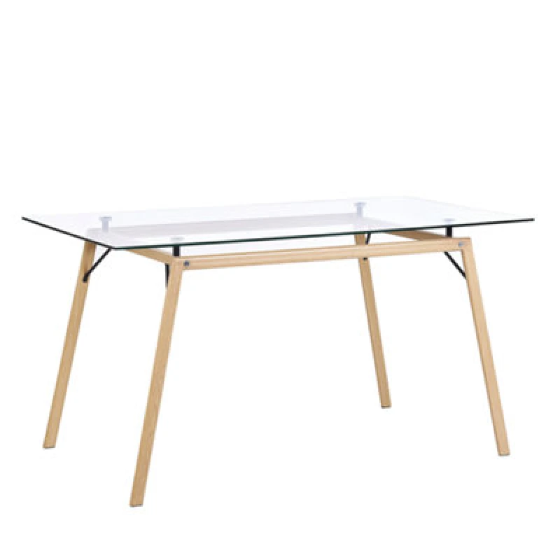 Image of Beliani Dining Table Kamina Light Brown 140 Cm 80 Cm Tempered Glass