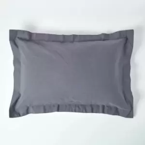 Image of HOMESCAPES Dark Grey Linen Oxford Pillowcase, King - Grey